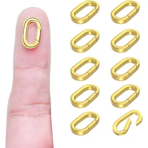 OHINGLT 10Pcs Carabiner Clip Pendant Clasps – 18K Gold Necklace Clasp and Closures, Bracelet Charm Connector for Women