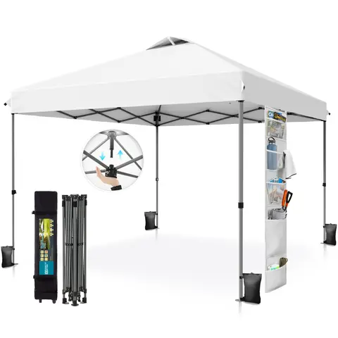 [Waterproof & UV-Resistant] PHIVILLA 10x10ft Pop-up Canopy Tent, Instant Portable Canopy Tent Outdoor Gazebo, One-Push-To-Lock Outdoor Gazebo with Roller Bag