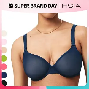 HSIA Seraphina Plus Size Unlined Breathable Air Sheer Mesh Halter Bra Full Coverage Plus Size Summer Bra Lightweight Underwire Support Non Padded Minimizer Bra Convertible Multiway 5-Way Wear Detachable Straps Bras Everyday Sexy Womenswear