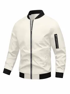 Spring Autumn Men's Jacket Stand Collar Fitted Plain Long Sleeve Windproof Business Casual Two-Wear Menswear, Stylish Outerwear for Daily Wear & Office Use, Coats Casual Comfy Warm Collared Jacket