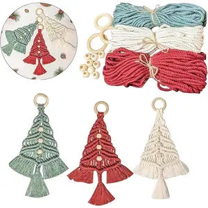 Christmas Tree Macrame Kit, 3 Counts/set DIY Woven Tree Kit, DIY Wall Hanging Ornament, Christmas Decor, Macrame Kits for Adults, Home Decor