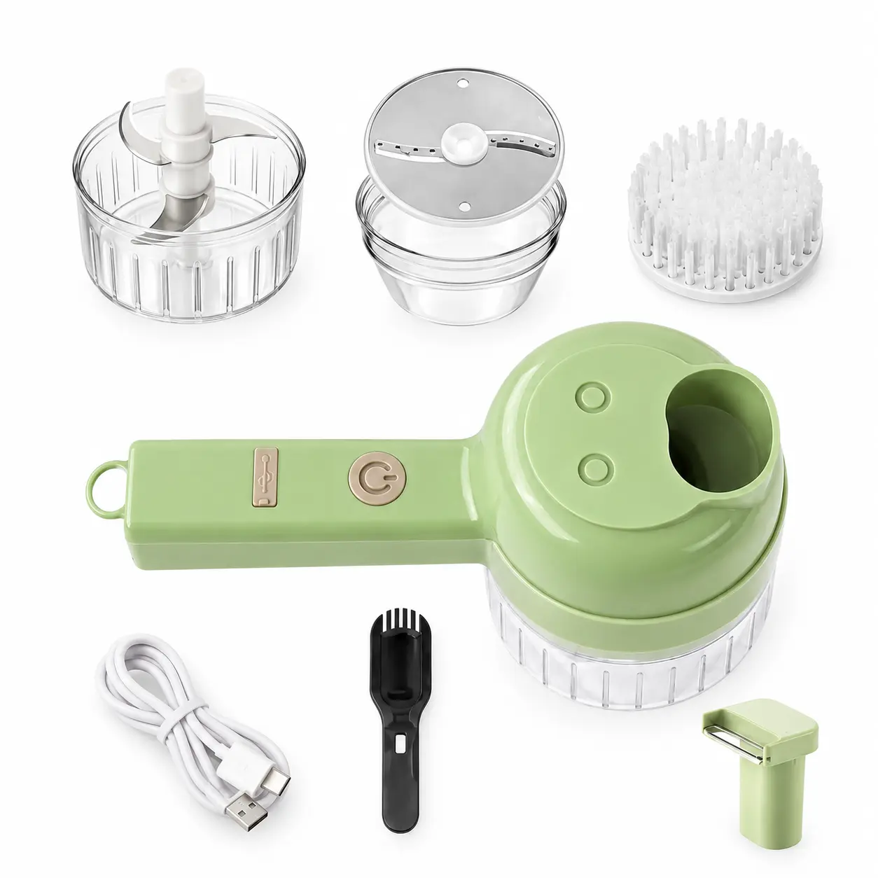 4-In-1 Handheld Electric Food Chopper, Mini Portable Food Processor for Vegetable Garlic Salad Compact Kitchen Gadget
