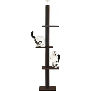 Cat Tree Floor to Ceiling 95-108" Tall Cat Tree Carpet Cat Tower Kitten Tree Sisal Scratching Post and Mat Cat Pole for Indoor Cats, Dark Brown, Style A
