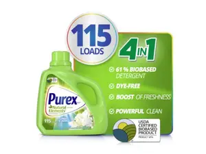 Purex Natural Elements Liquid Laundry Detergent Linen & Lilies 150 fl oz 115 Loads 61% Bio-Based USDA Certified USA Product