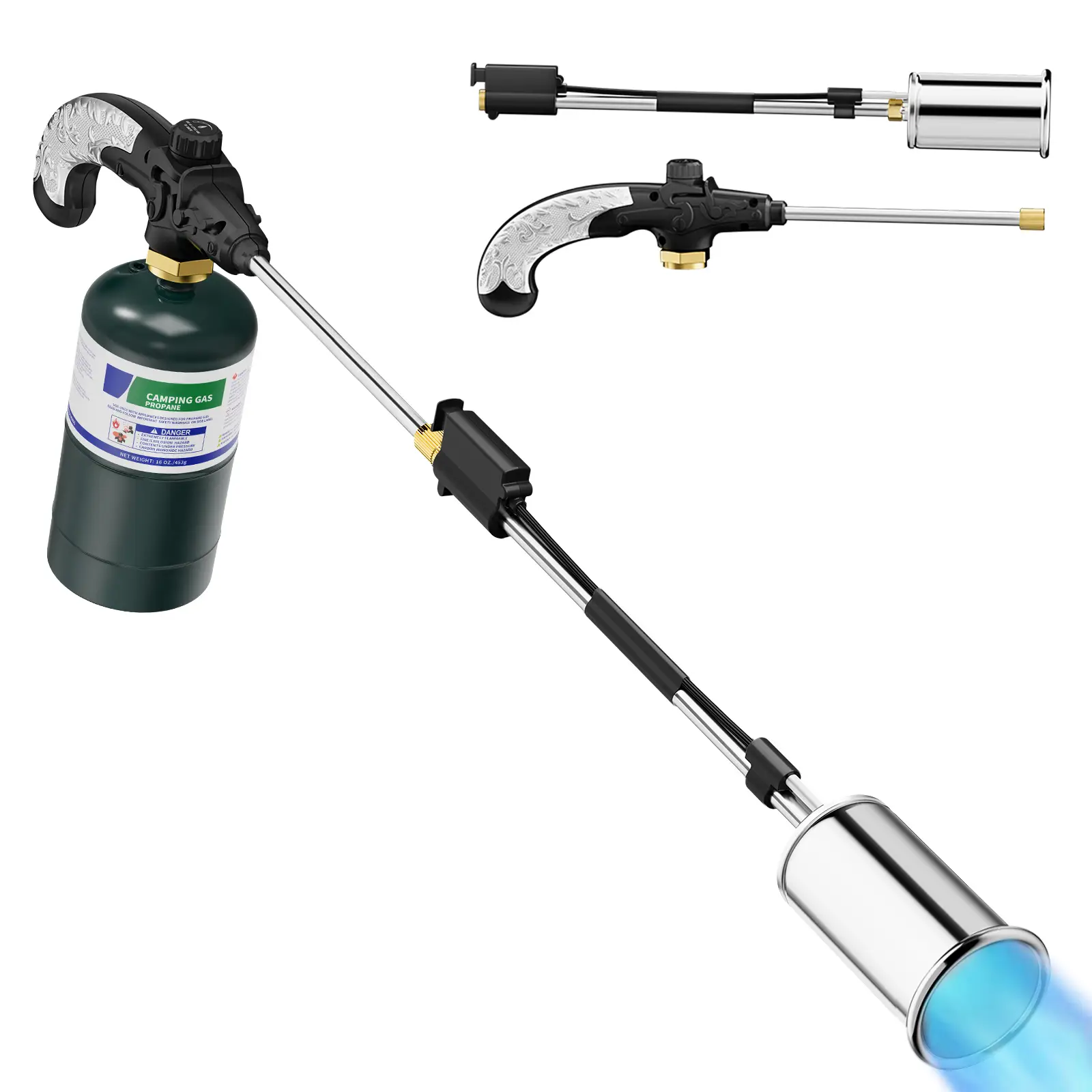 Propane Torch Weed Burner, High Output 1,200,000 BTU Weed Torch Flamethrower, 30" Detachable Long Arm Heavy Duty Blow Torch with Flame Control For Gar