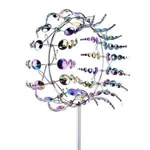 Magic Metal Windmill, Power Wind Sculpture and Rotator, 3D Wind Disk, Kinetic Wind Wheel, Charming Garden Decor for Yard and Garden