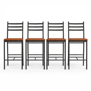 Garvee Set of Modern Counter Height Bar Stools with Backrest and Footrest, Upholstered Cushioned Seats, Available in Multiple Colors and Sets of 2 or 4, Ideal for Kitchen Islands, Counters, and Bars