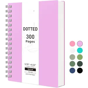 Dotted Journal Notebook, 300 Pages, A5 Medium Size (5.7'' x 8.2''), 100 GSM Thick Paper, Flexible Plastic Cover, Spiral-bound, for Journaling, Planning,  (Lilac)