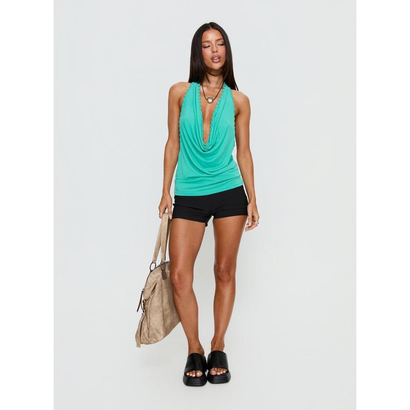 Khoda Studded Halter Top Turqouise