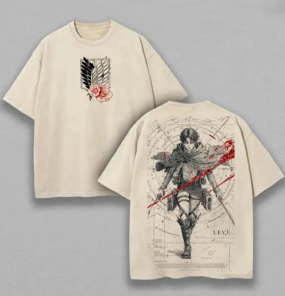 Attack on Titan Levi Ackerman Printed Unisex Washed T-Shirt fathersdaygift