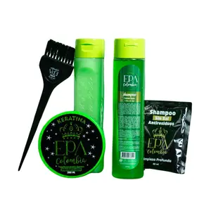 Epa colombia combo fusion keratina / 1 sachet Anti-Residuos + 1 shampoo x 300ml + 1 acondicionador x 300ml + 1 porcion x 200 ml de Tratamiento alisador (Keratina) + 1 brocha de aplicacion.