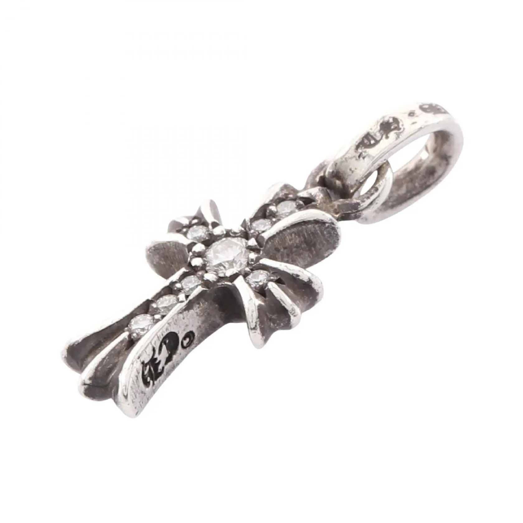 Pre-owned Chrome Hearts Sterling Silver 925 (Ag925) Small Leather Goods CH Cross Baby Fat Silver925 Pendant