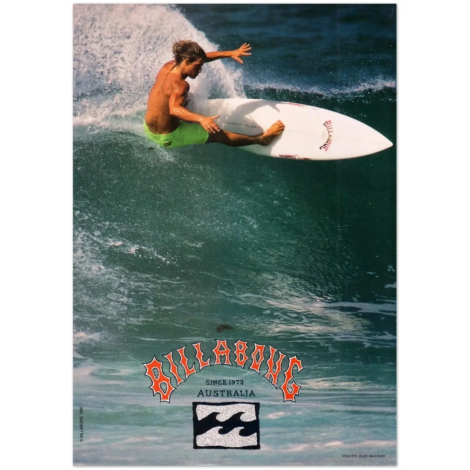 Vintage Billabong Surfing Poster Australia 1973