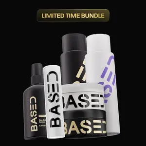 BASED Deluxe Straight/Wavy Hair Kit | Shampoo, Conditioner, Texture Powder, Hair Clay, Pomade, Sea Salt Spray + Wooden Comb | Non-Toxic, High Performance