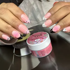 YVG Butterfly Builder Gel #60 - Pink & Black Polka Dot Design for Nail Art - 30g