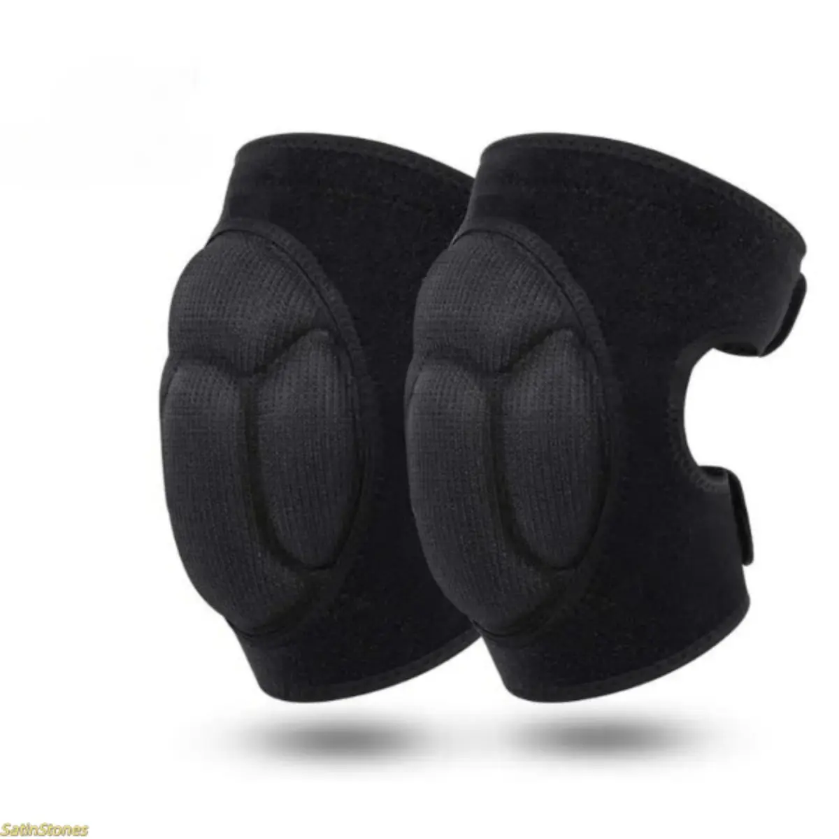 Unisex Thickened EVA Foam Knee Pads - 1 Pair (Black), Adjustable Size, Anti-Slip Strips, Curved Fit, Impact Relief for Gardening, Construction, Sports & Housework