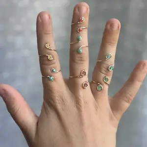 Adjustable Beaded Wire Ring - Adjustable Design with Colorful Beads, Suitable for Various Occasions