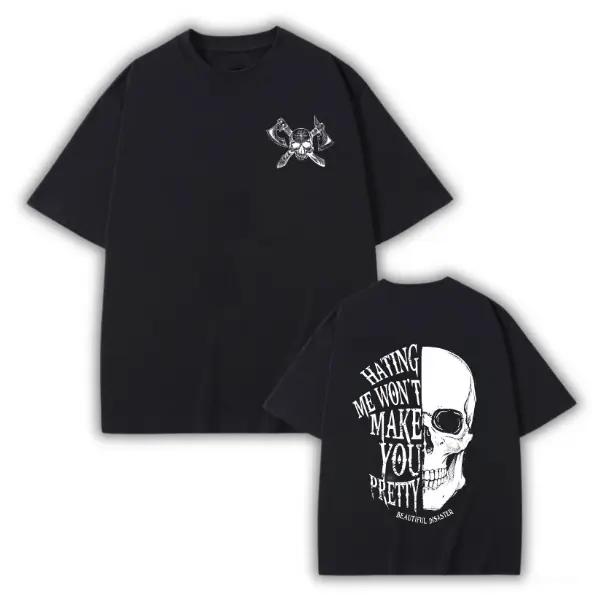 Vjikings Graphic T-Shirt – ‘Hating Me Won’t Make You Pretty’ – Bold Streetwear for Rebels & Rock Enthusiasts Top Menswear Unisex Classic Green