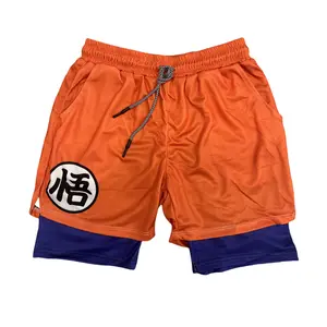 Dragon Ball Fire Shadow Series 3d Digital Printing Performance Shorts Summer Double Layer Beach Pants Fitness Training Pant Sports