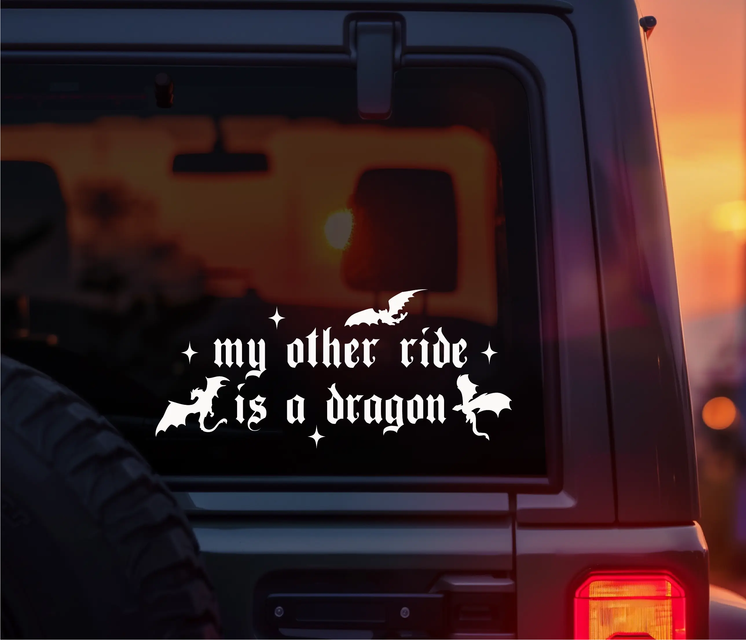 My Other Ride Is A Dragon Car Decal - Bookish Book Lover Design - Water & Weather Resistant - Easy Application - Ideal for Cars Laptops & More