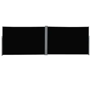20' Double Retractable Patio Side Awning Garden Sun Shade with UV-Fighting Screen, Auto Pull-Back Function, & Steel Frame, Outdoor or Indoor Use, Black(Using high-quality and premium materials)
