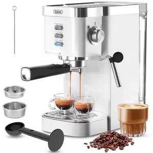 20 Bar Espresso Machine, Coffee Maker with Milk Frother，White Gevi