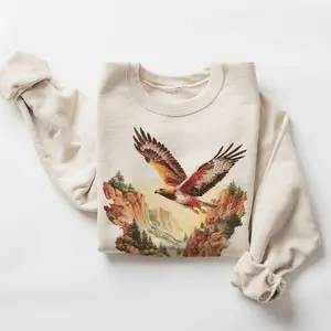 Retro Golden Eagle Birds of Prey Sweatshirt -  Birding Canyon Flight Pullover  Wildlife Nature Crewneck - Birdwatching Hiking Birding Outfit - Lauriel Designs  4E