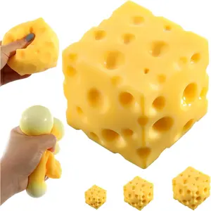 Cheese Squishy (2.4inch),Cheese Block Squeeze Toy,Squishies Stress Relief Fidget Toy,Stocking Stuffer Novelty Gifts for Birthday ASMR Satisfying, Anti Anxiety Stress Ball, Kawaii Squishy, Sensory Fidget Toy, Cute Decompression Gift for Kids & Adults
