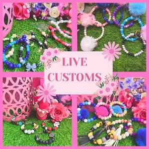 LIVE ONLY customs handmade wristlets, open ended minis, phone charms, car hangers and more. Before ordering pls discus with me your colors options and watch me make your purchase while live on TikTok.