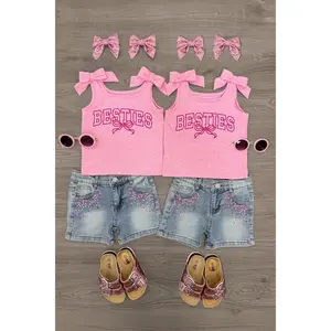 "Besties" Denim Short Set