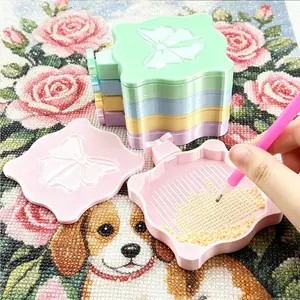 1Pc Cute Bow-Shape Magnetic Diamond Painting Tray with Separate Lid – Easy Sorting & Storage