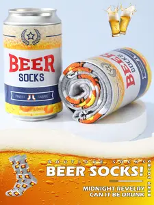 Funny Beer Socks with Cartoon Cup Print, Unisex Fashion Mid-Calf Socks, High Stretch Soft Comfortable, Hand Wash Only