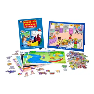 MagneTalk Match-Up Adventure Kit Magnetic Barrier Game for Speech Therapy & Classroom – 10 Scene Boards (Camping, Ocean, Space), 100 Magnetic Pieces, Dry Erase Stand & Workbook – Builds Listening, Vocabulary, Following Directions Skills