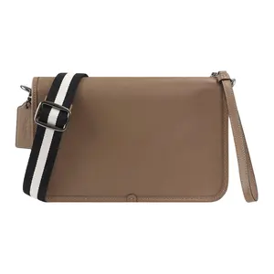 COACH Heritage 25 Convertible Bag in Leather with Monochrome Stripes for Men, Small Size in Khaki Brown