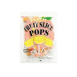Fruit Slice Pops Peach 48 ct. - Sweet and Hard Lollipop Candy with Peach Flavor - 48 Count Bag Snack Bonbon