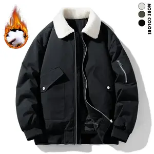 Men's Thick Warm Winter Jacket with Fur Collar, Large Pockets, Polyester Fiber Filling, Quilted Lining, Suitable for Cold Weather Menswear Coats Casual Black