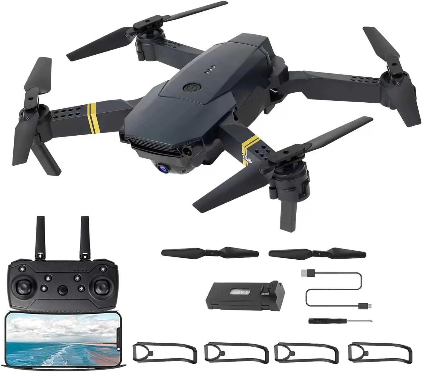 Foldable Drone with Camera for Adults/Kids  Foldable RC Quadcopter Drone with  HD Camera WiFi FPV Live Video, Altitude Hold, One Key Take Off/Landing, 3D Flip, APP Control, beginner, Black