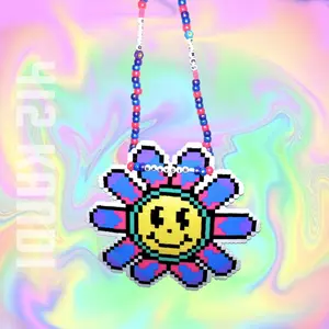 Disco Lines Babygirl Perler Kandi Necklace for Raves and Festivals