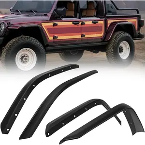 Fender Flares Extensions Set Compatible with 2020 2021 2022 2023 2024 2025 2026 Gladiator JT Mojave & Rubicon (Only for High Wheel Arches) Off-Road Widened Front Rear Flat 4 PCS