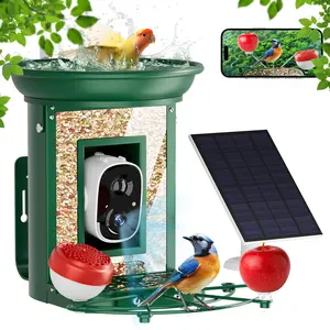 Bird Feeder with Camera, 2K Birds Camera with 3-in-1 Feeding, Drinking, and Bathing | AI Identify, Real-Time Monitoring and Alerts | IP65 and Squirrel-Proof for Outdoors, Gift for Bird Lovers