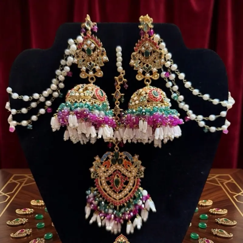 Premium Quality Multi-Jhumka with Sahara-Inspired Design for Women's Traditional Ethnic Wear