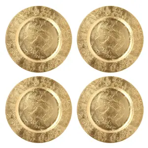 Gold Plastic Decorative Charger Plates Set of 4 or 8 - 11.75 Diameter, Lightweight, Stylish, Perfect for Everyday Use, Special Events & Gift Giving - Multicolor