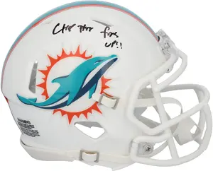 Chop Robinson Miami Dolphins Autographed Riddell Speed Mini Helmet with "Fins Up" Inscription - Fanatics Authentic Certified