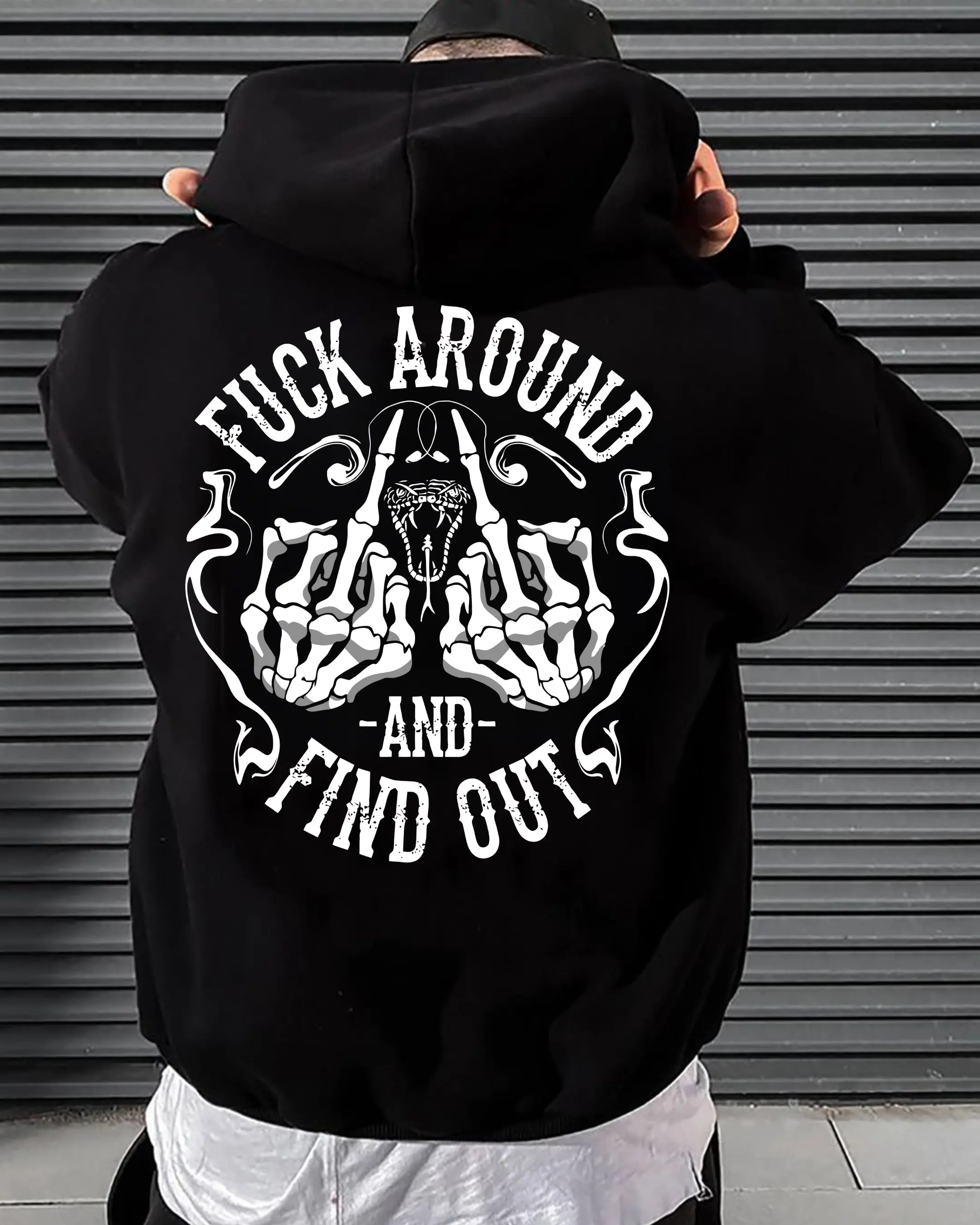 Fuck Around and Find Out Hoodie – Badass Skeleton Middle Finger 