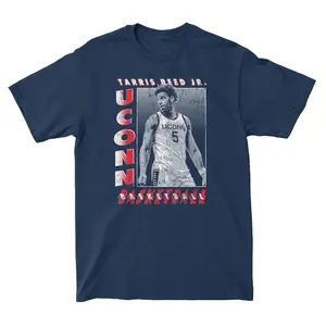 Tarris Reed Jr. "UConn Basketball" T-Shirt – Navy Blue Graphic Tee Featuring #5 Tarris Reed Jr. Design, Perfect for UConn Fans and Supporters