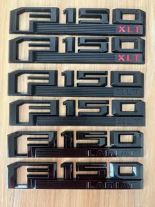 2PCS F150 XLT LARIAT Side Fender Emblems for 3D Letter Badge Glossy Matte Black 2015-2020