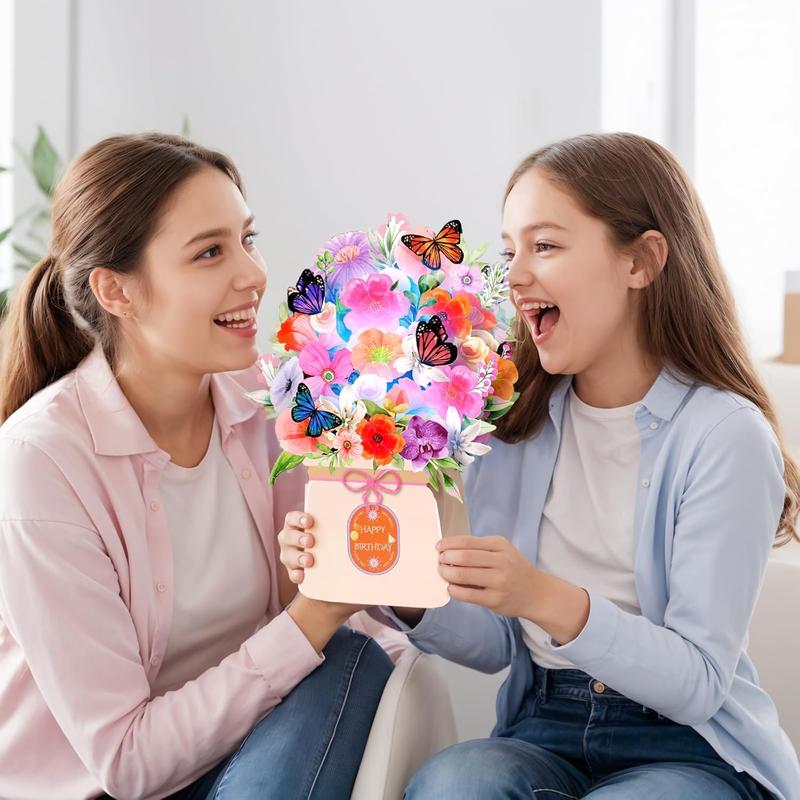 Birthday Cards, Light and Music Happy Birthday Card, Lily and Butterflies, 10 Inch Life Sized Forever Flower Bouquet 3D Pop Up Birthday Gift Card for Women Wife Mom Daughter Sister