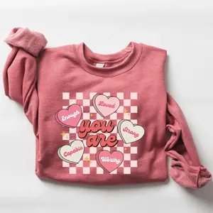 Cute Teacher Valentine Sweatshirt, Retro Heart Sweatshirt, Women's Valentine's Day Sweatshirt, Love Valentine Sweatshirt