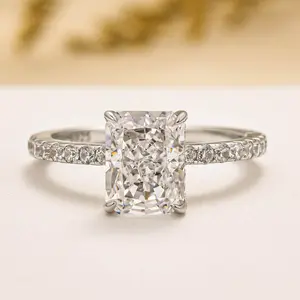 RODIFFY 2.0Ct Elegant Radiant Cut Engagement Ring In Sterling Silver for Women,5A Cubic Zirconia 925 Sterling Silver Wedding Ring