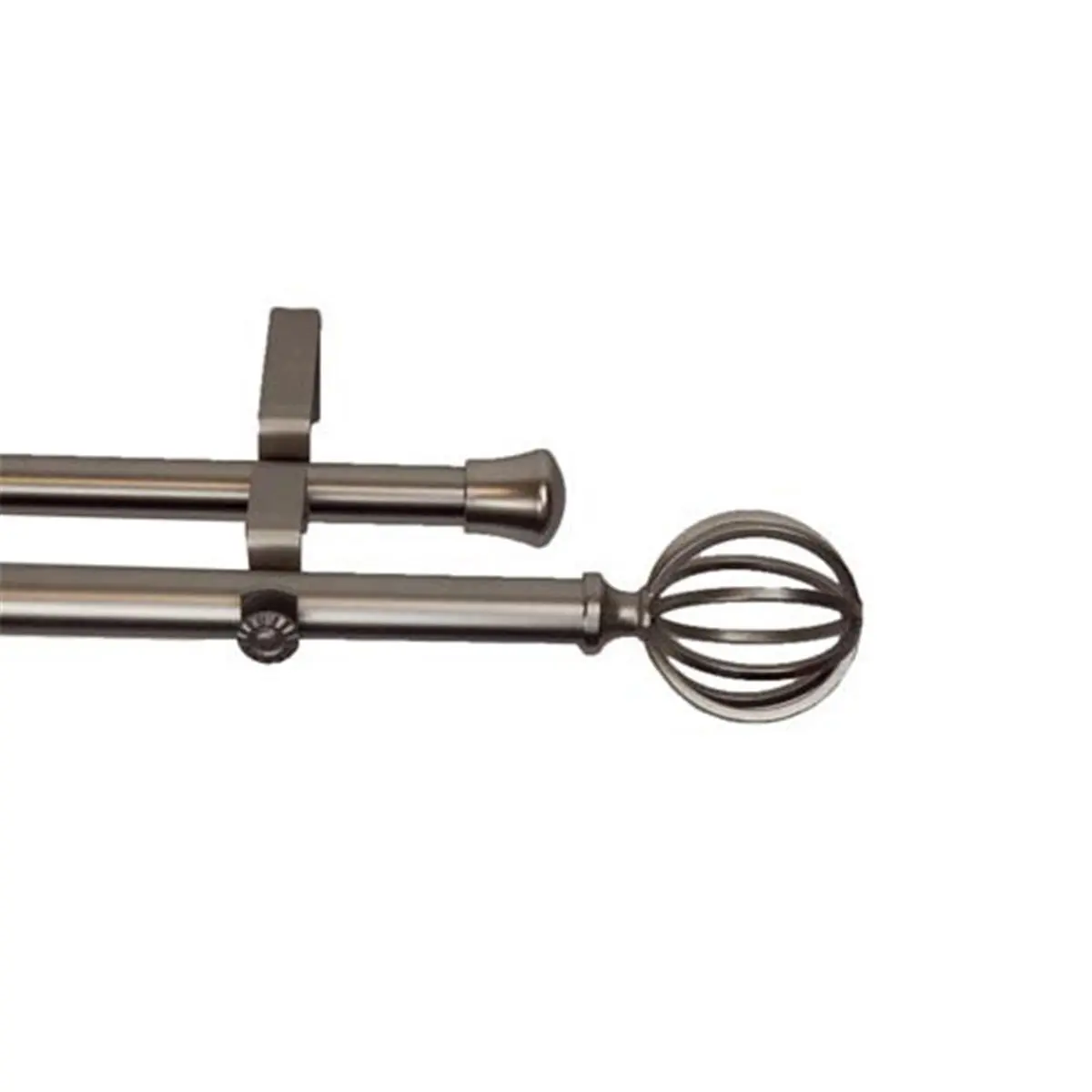 Satin Nickel Metallic Finish Adjustable Length Double Rod Set Drapery Rod - Central Design 4762-995, 0.81 in. Diameter, 120-170 in. Length, Elegant Statement for Any Room, Drapery Rods, 9 Lbs.